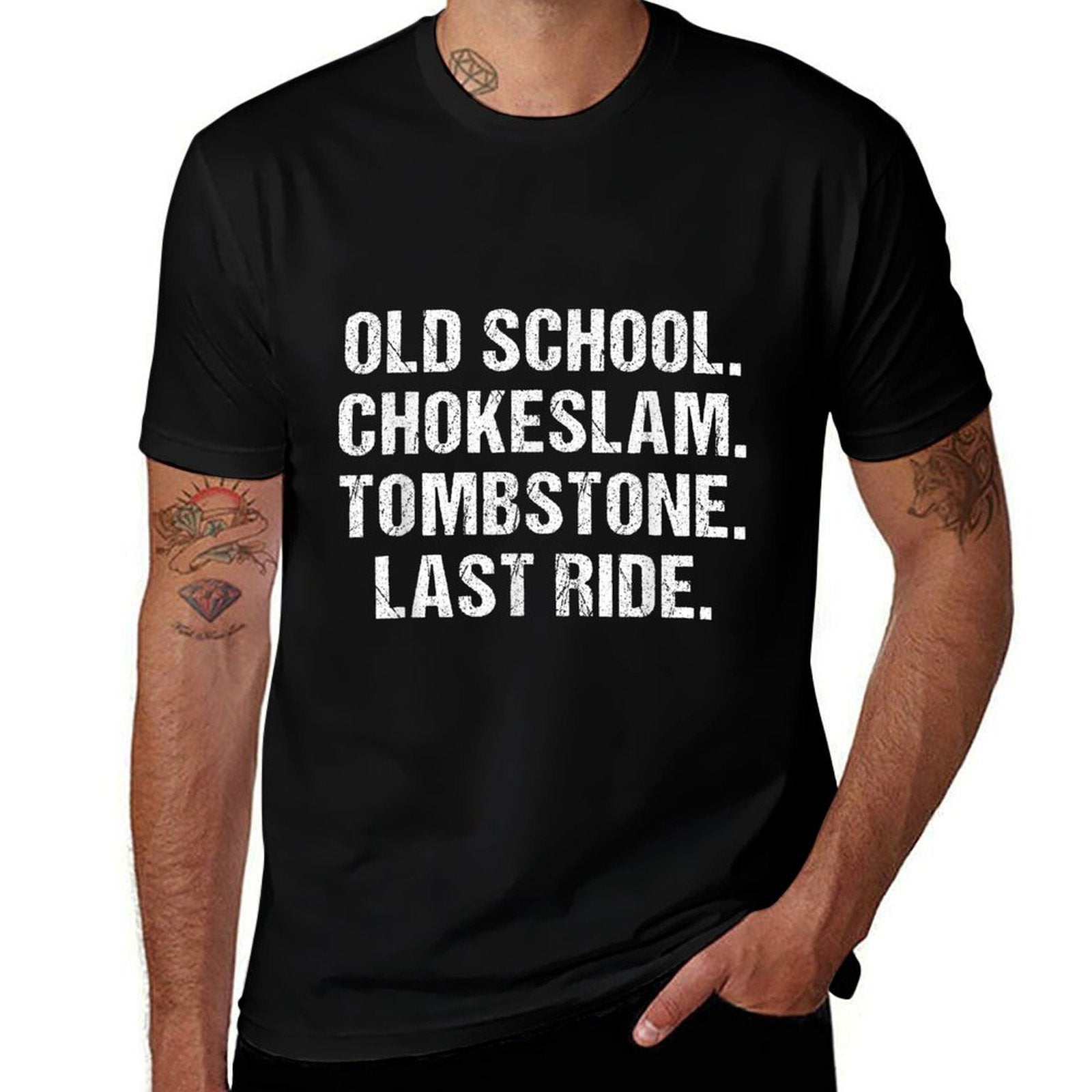 Old School Chokeslam Tombstone Last Ride Funny  Trendy Pattern T-Shirt