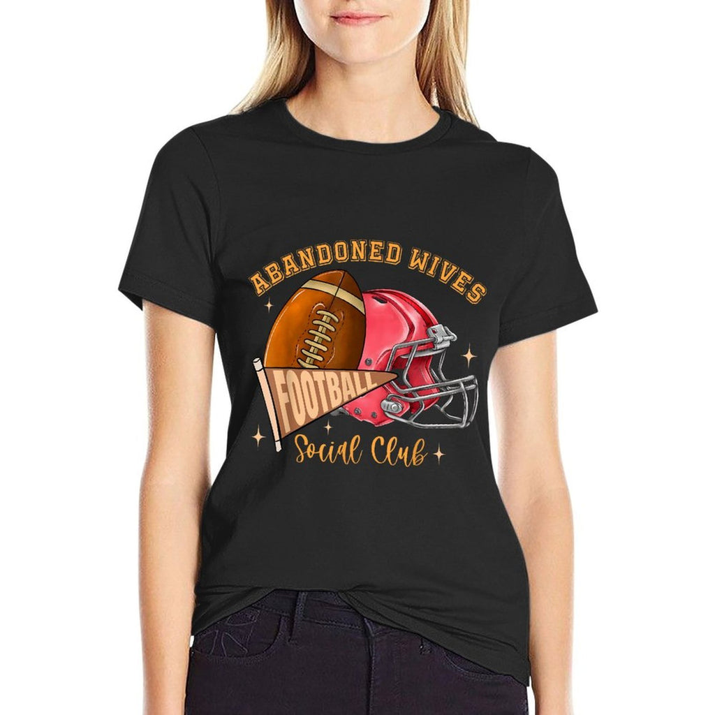 Abandoned Wives Social Club Football Funny Coaches Wife  Eco-friendly Material T-Shirt