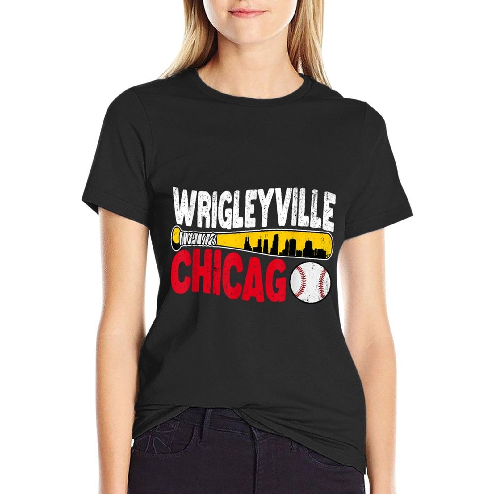 Graphic Chicago States Throwback Design Classic Wrigleyville  Summer-ready Fabric T-Shirt