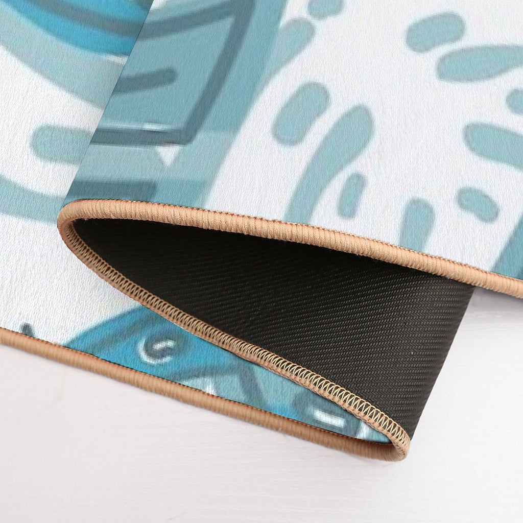 Blue Monstera Foliage  Pet-Safe Bath Mat