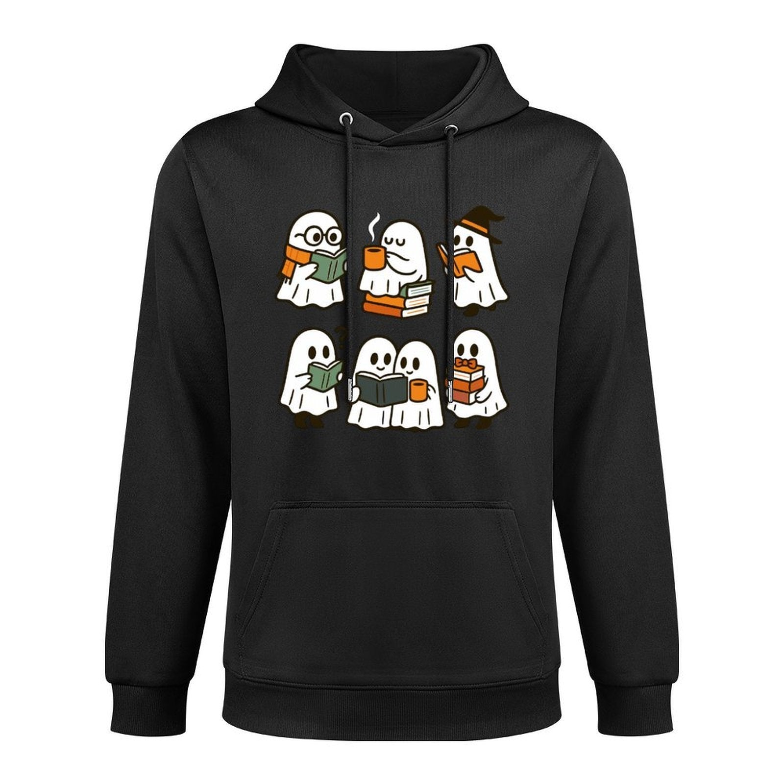 Cute Ghosts Reading Books Halloween Medium-Weight Fabric Hoodie