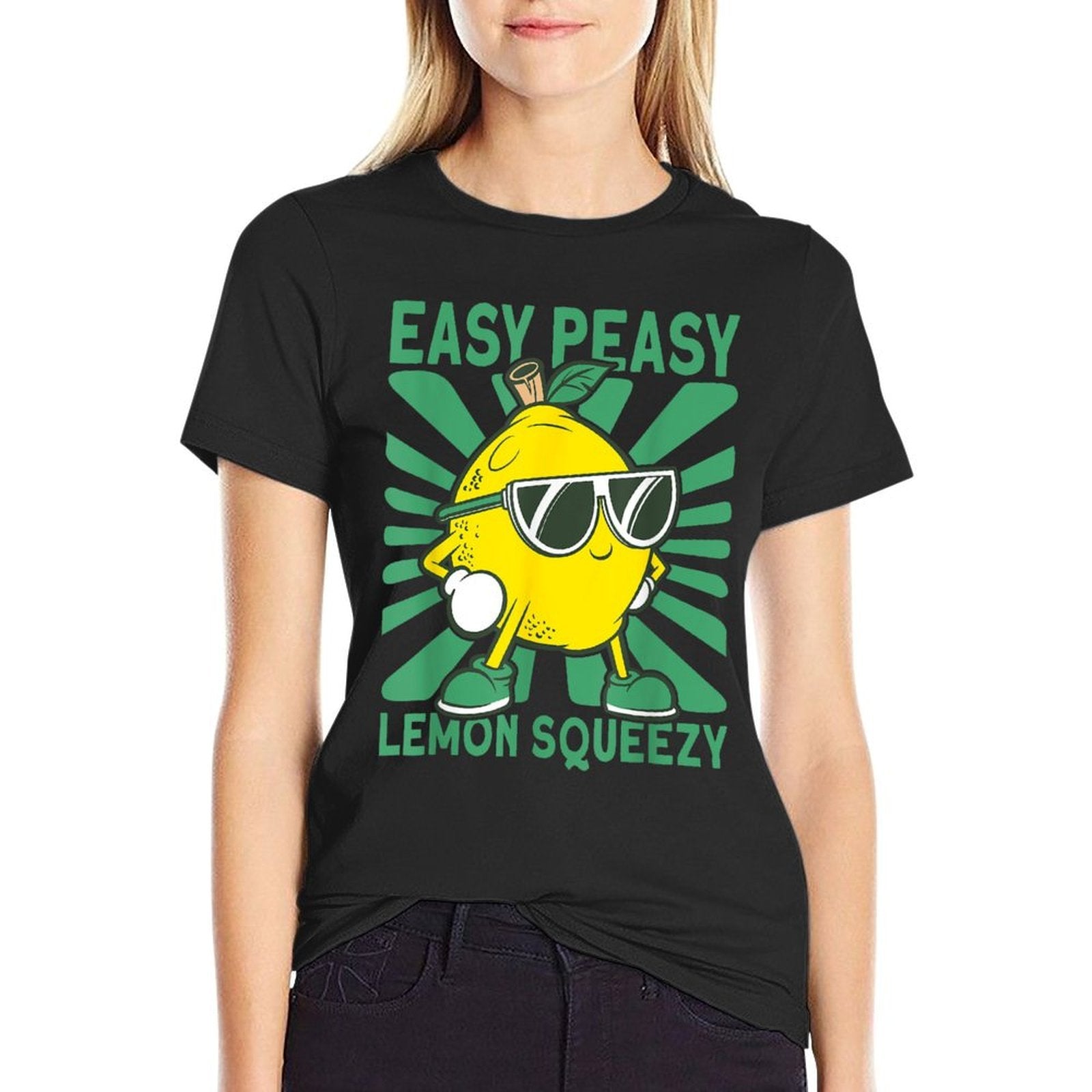Easy Peasy Lemon Squeezy Lemonade Stand Crew  Fade-proof Color T-Shirt