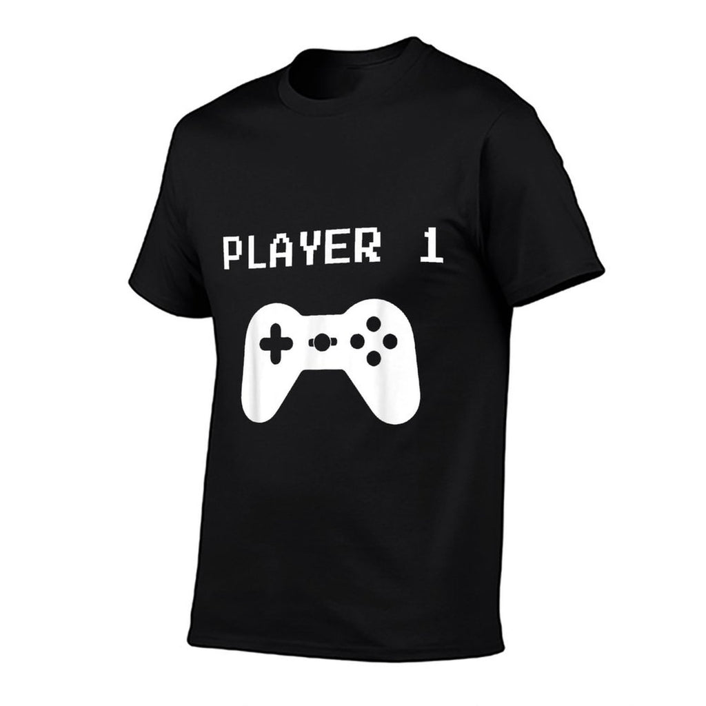 Player 1  2 Matchings for Video Gamers  Ribbed Collar T-Shirt