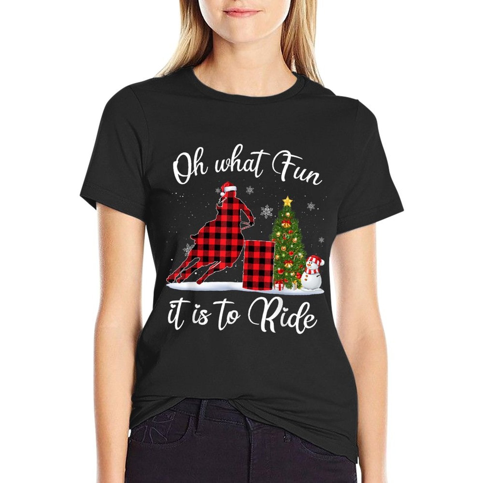 Barrel Racing Oh What Fun It Is To Ride Horse For Christmas  Moisture-wicking T-Shirt