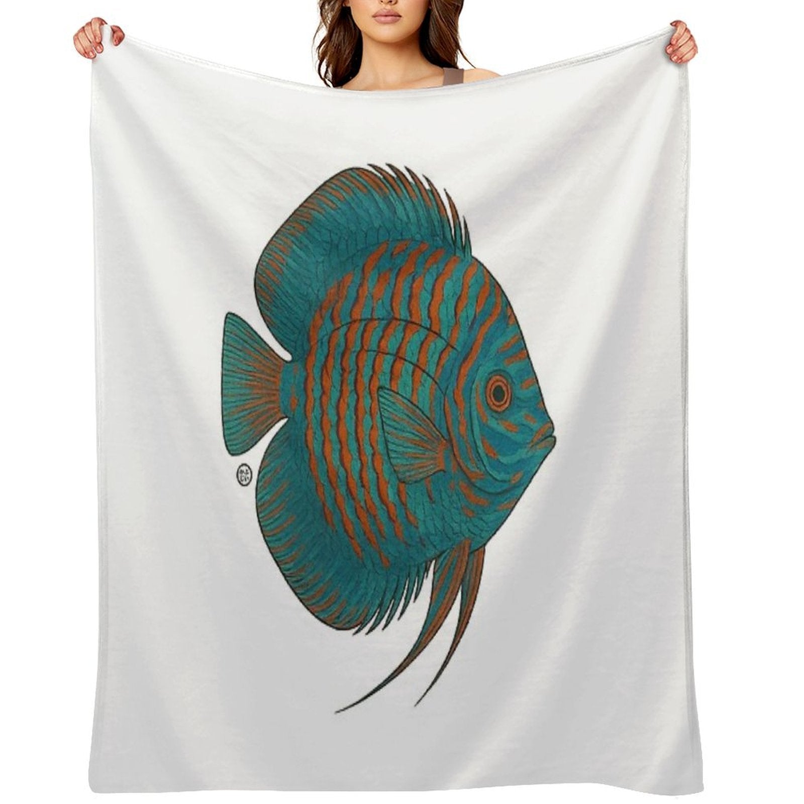 Discus Fish Japanese Style - Amazon Fish All-season Throw Blanket