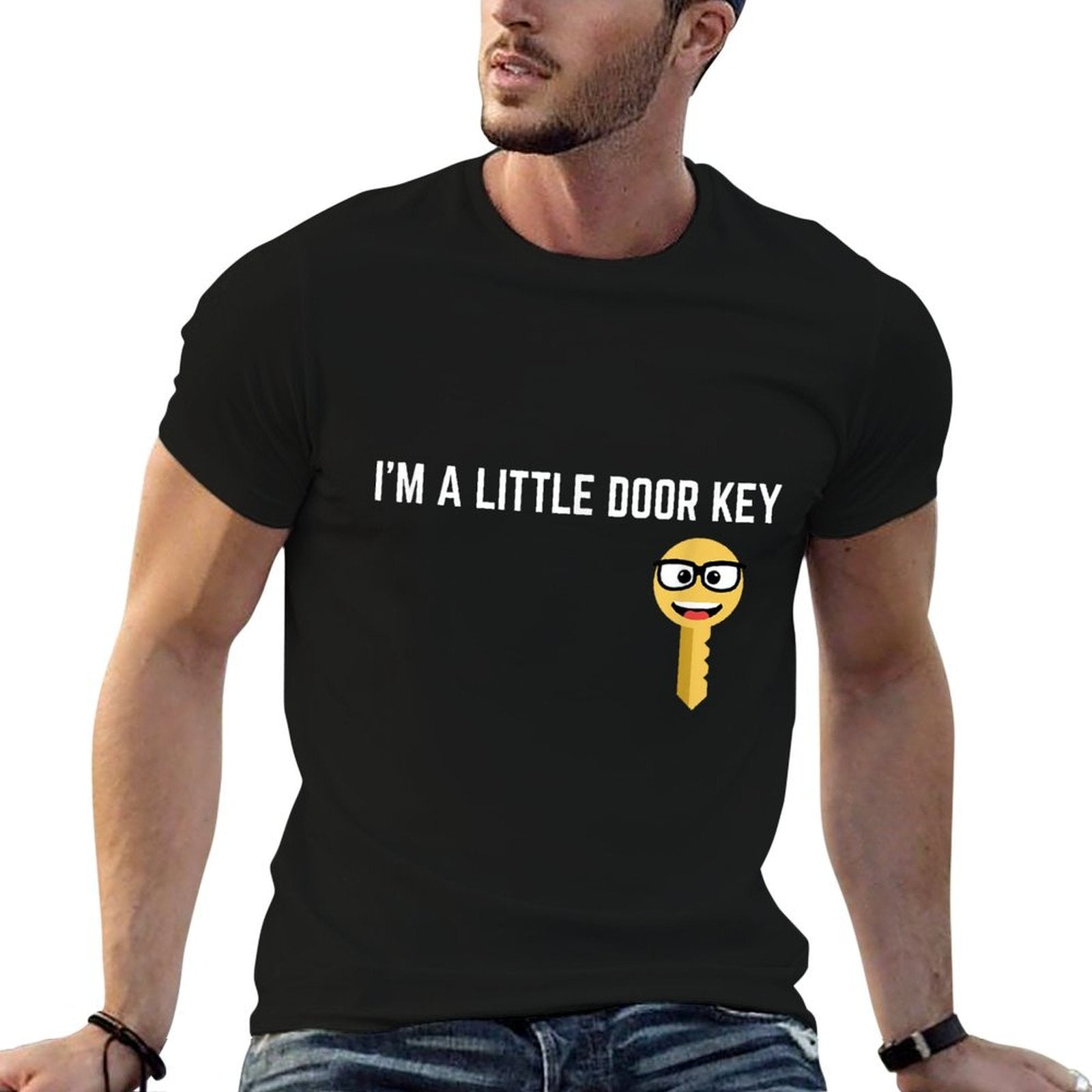 Funny Im A Little Door Key Nerdy Bad Dorky Mom Dad Kids Pun  Wrinkle-resistant T-Shirt