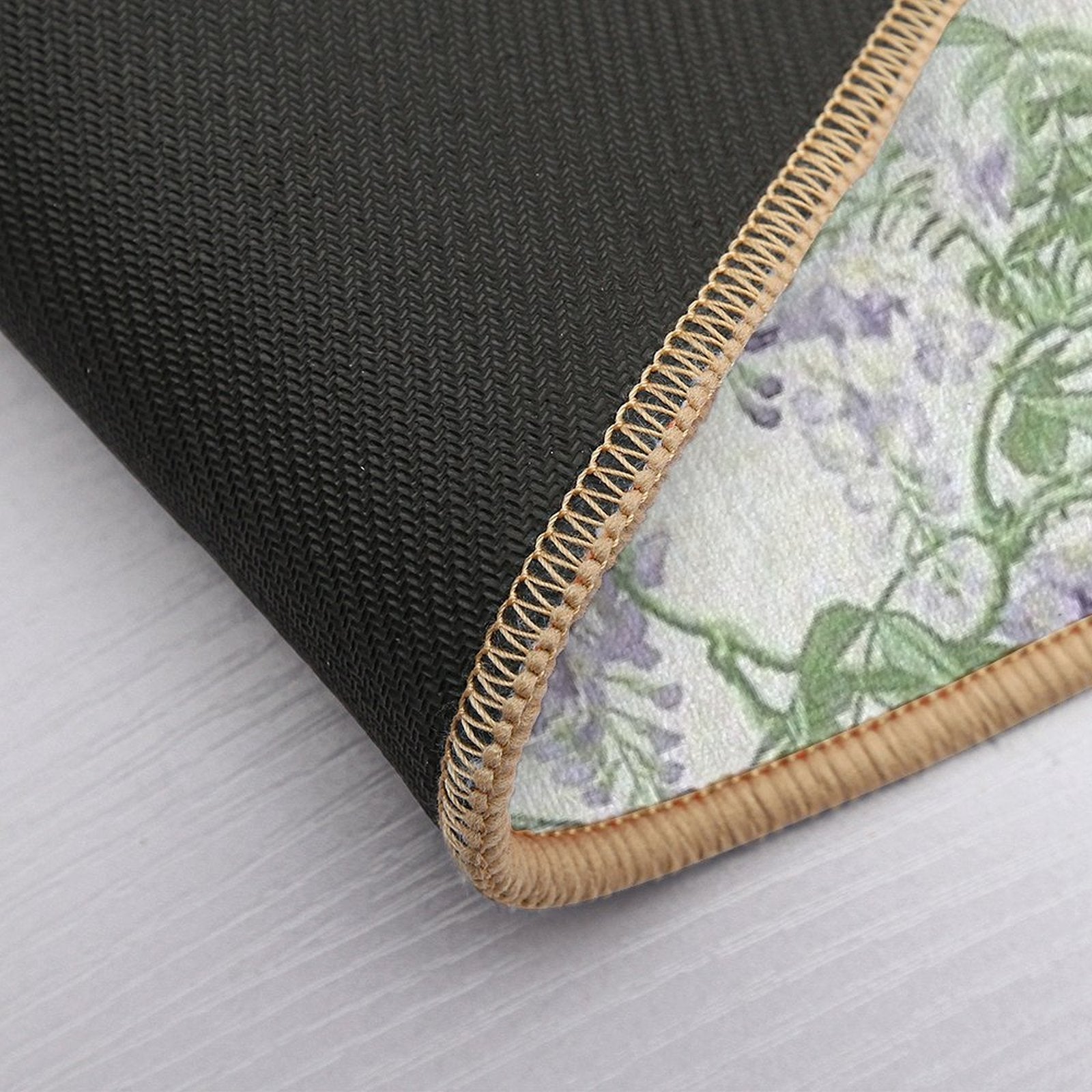 Vintage Wisteria Floral Wallpaper Print  Light Blue & Lavender Botanical Design  Repositionable Bath Mat