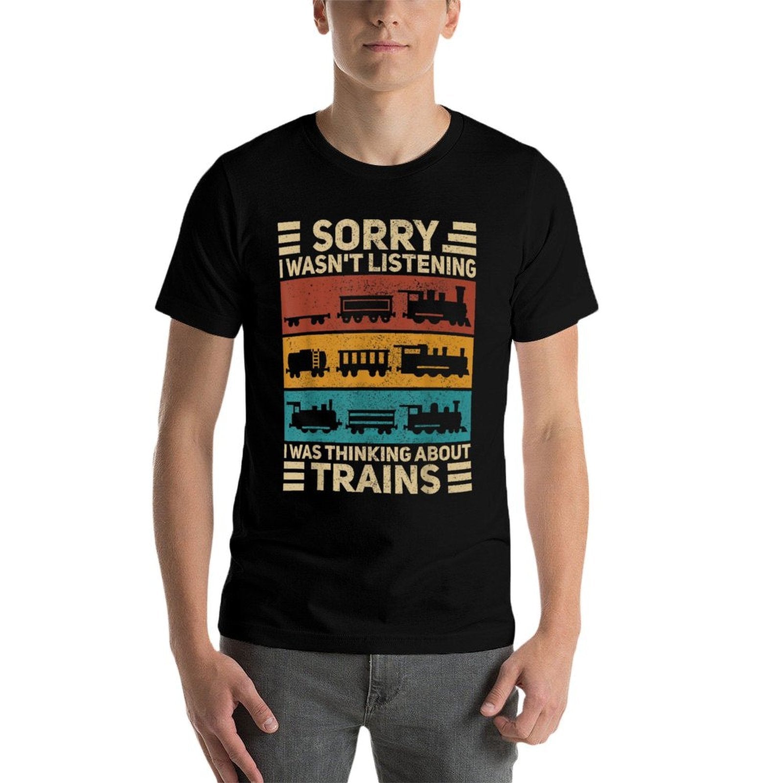 Retro Wagon Train Lover Model Railroad Conductor Funny Train  Rolled Sleeves T-Shirt