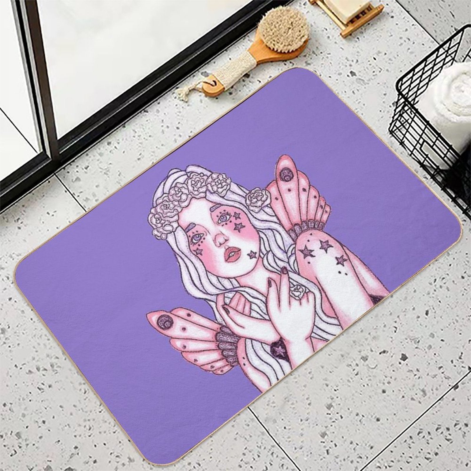 Among The Stars In Lavender Evening Star Fairy  Stain-Proof Bath Mat