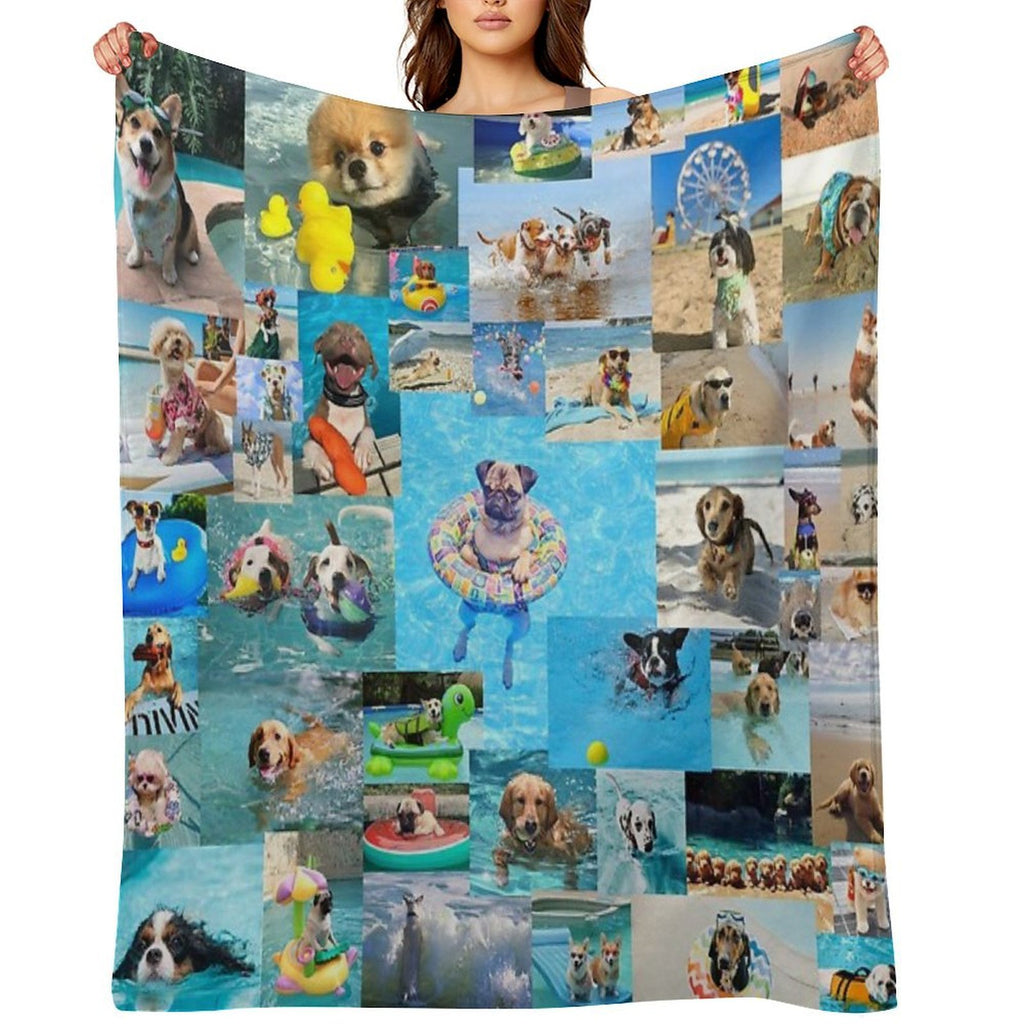 Summer Fun Dog Collage Gift-ready Throw Blanket