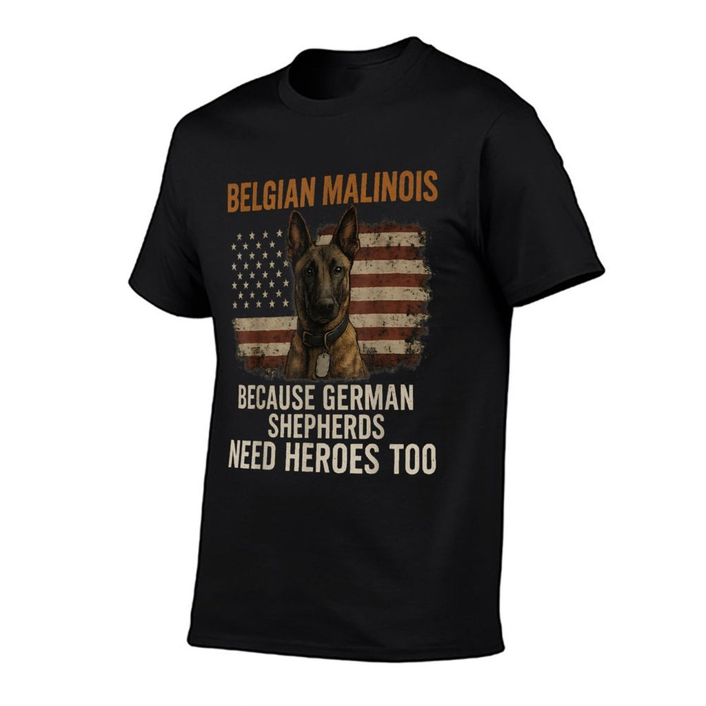 Funny Belgian Malinois American Patriotic Dog 4th July for Men Women Kids  Polyester Blend T-Shirt