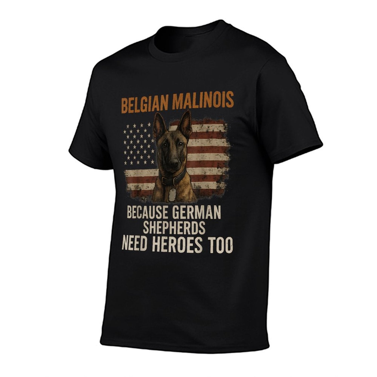 Funny Belgian Malinois American Patriotic Dog 4th July for Men Women Kids  Polyester Blend T-Shirt