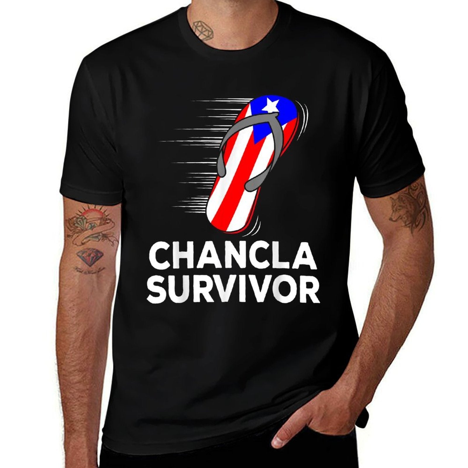 Chancla Survivor Puerto Rico Funny Spanish Joke Gift Idea  Graphic-printed T-Shirt