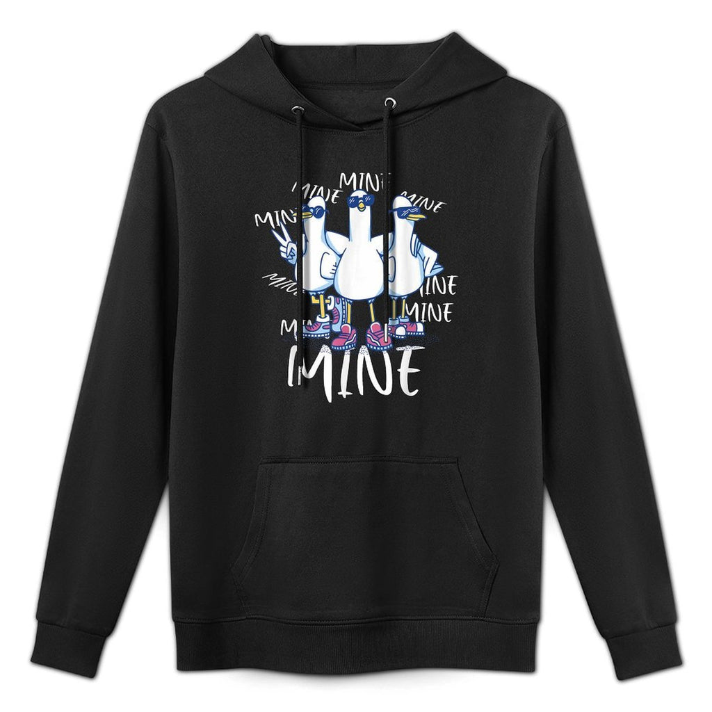 Funny Seagull Saying Mine Funny Pigeon Retro Ocean Life Adjustable Hood Hoodie