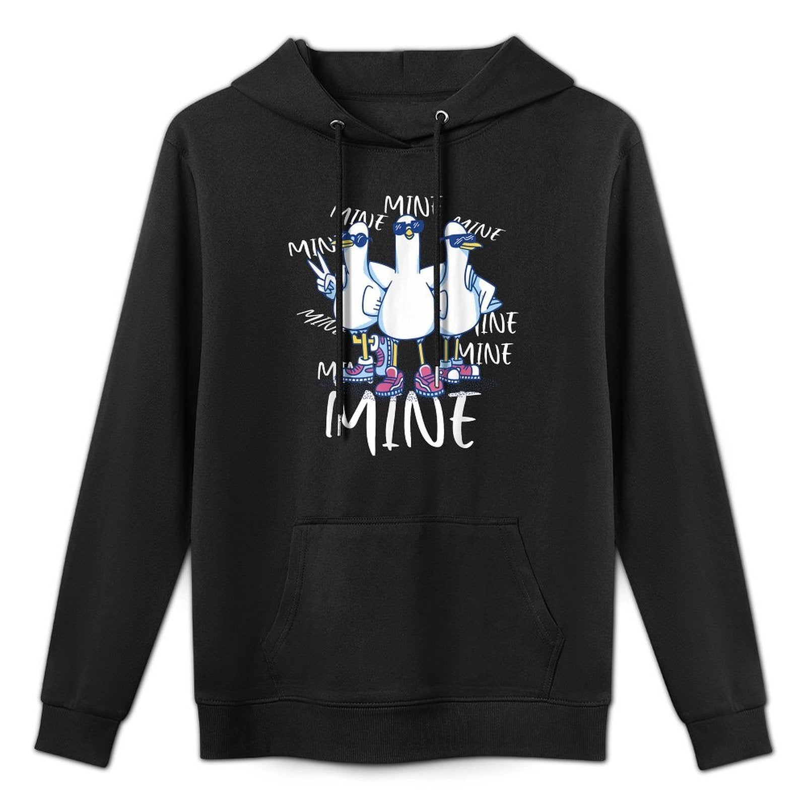 Funny Seagull Saying Mine Funny Pigeon Retro Ocean Life Adjustable Hood Hoodie