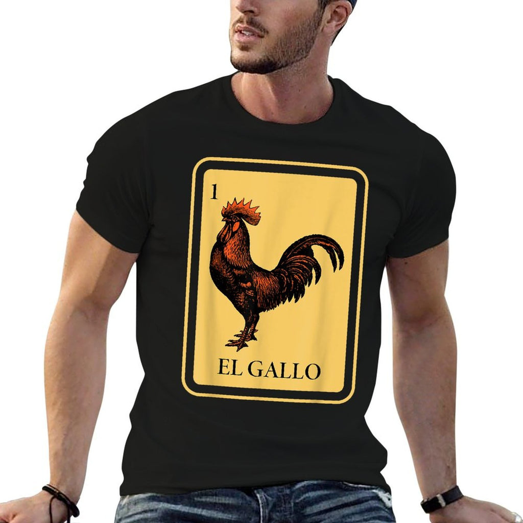 Mexican El Gallo Bingo Card Game Traditional Rooster  Polyester Blend T-Shirt