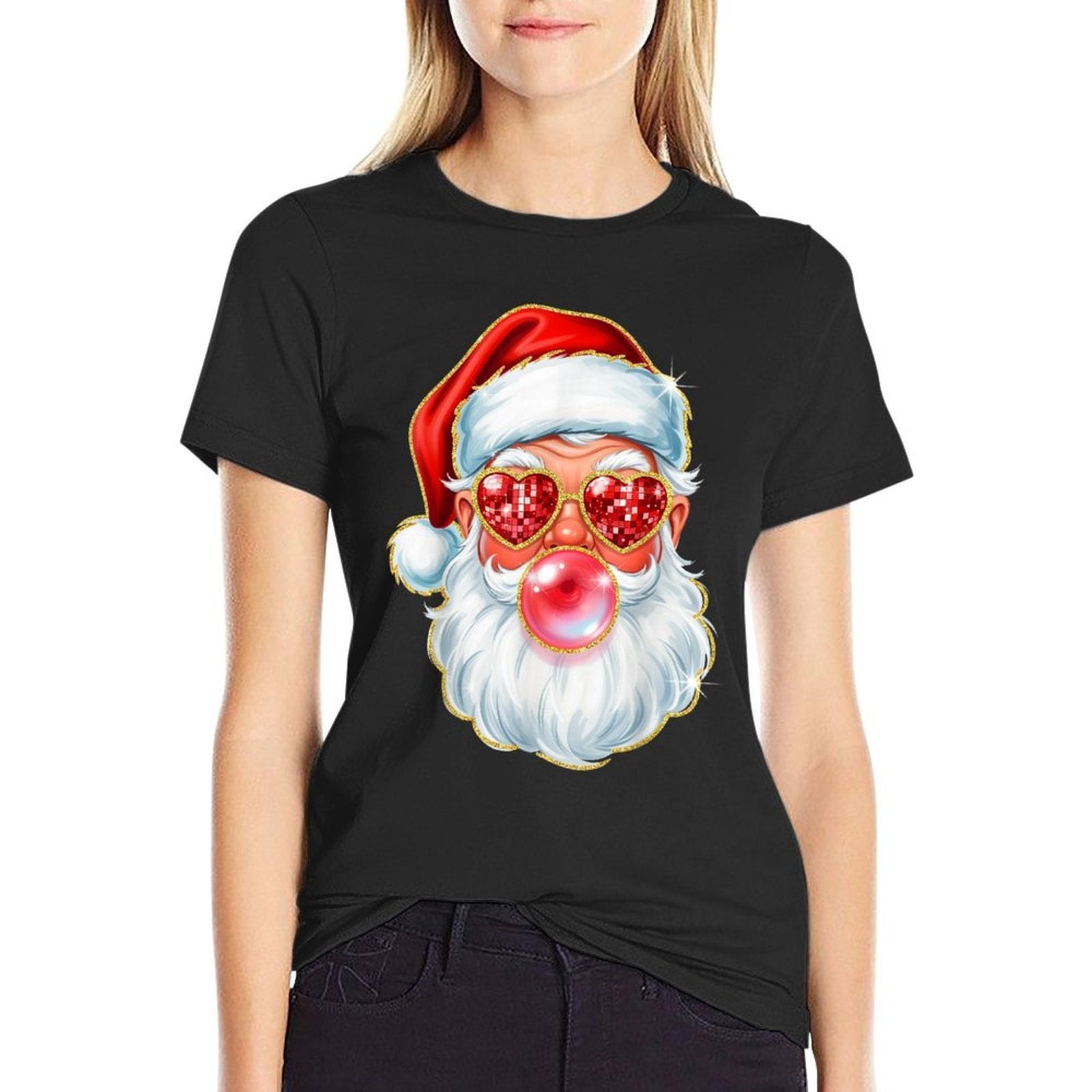 Cute Santa Bubble Gum for Womenn Little Girls Christmas  Tagless Design T-Shirt