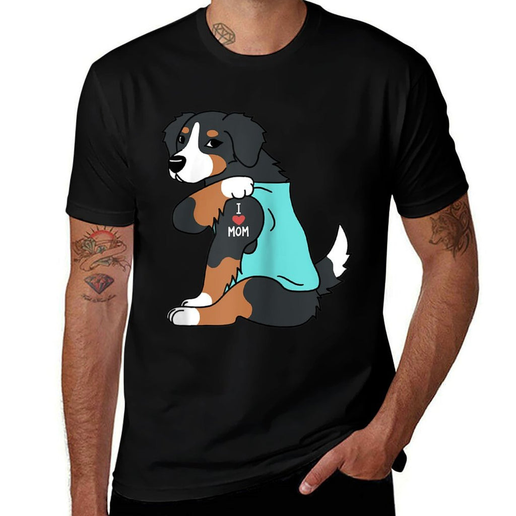 I Love Mom Tattoo Bernese Mountain Dog Funny Mothers Day Raglan Baseball  Slim-fit Cut T-Shirt