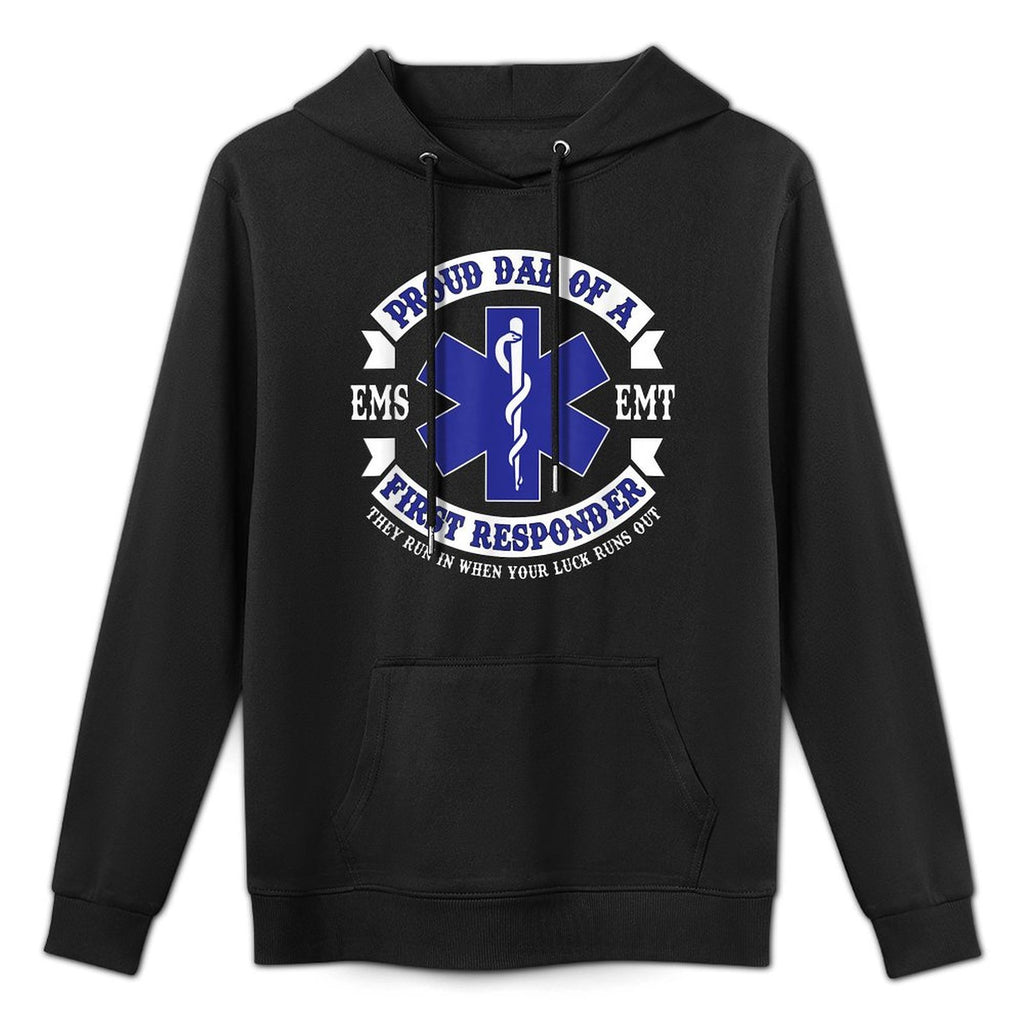 Proud Dad First Responder EMS EMT Novelty Graphic Apparel Versatile Streetwear Hoodie