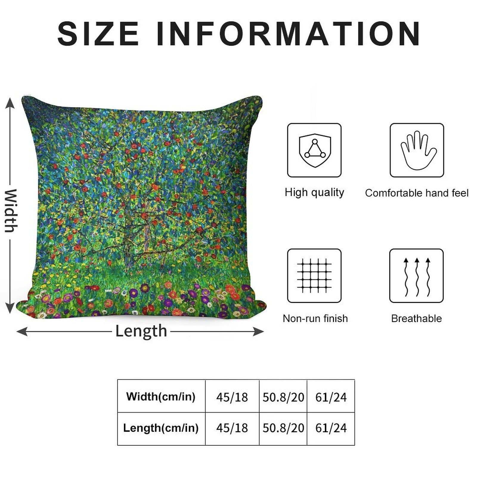 Gustav Klimt Apple Tree I Soft Hidden Zipper Throw Pillow