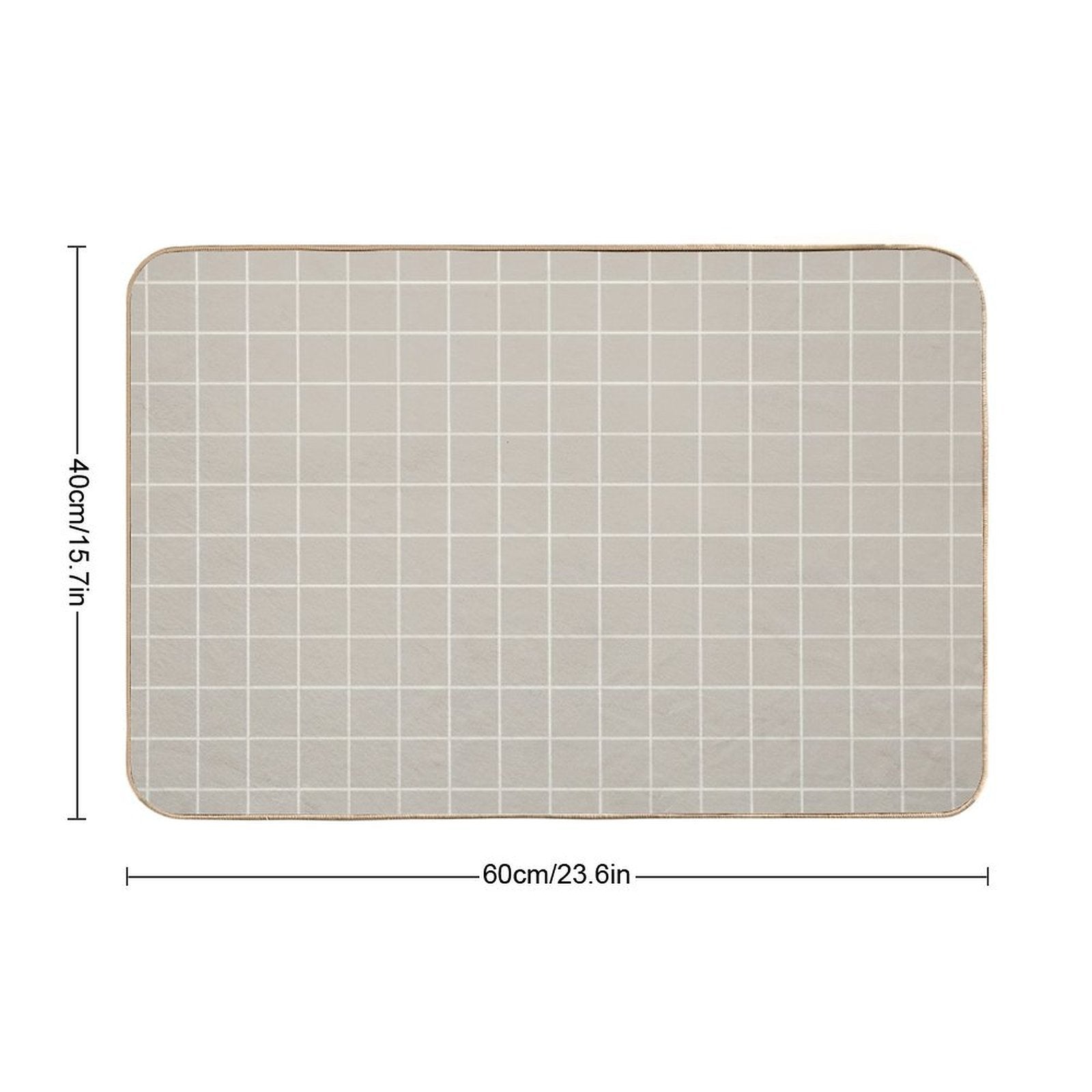 Beige Cream Tile Grid Pattern Pairs 2023 Color of The Year Blank Canvas D_C-003  Rapid-Drying Bath Mat