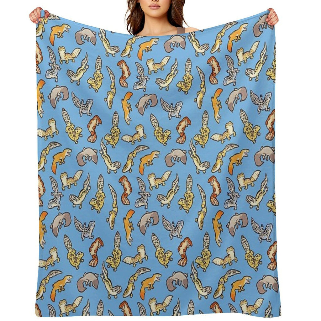Chub Geckos in Blue Anti-pilling Throw Blanket