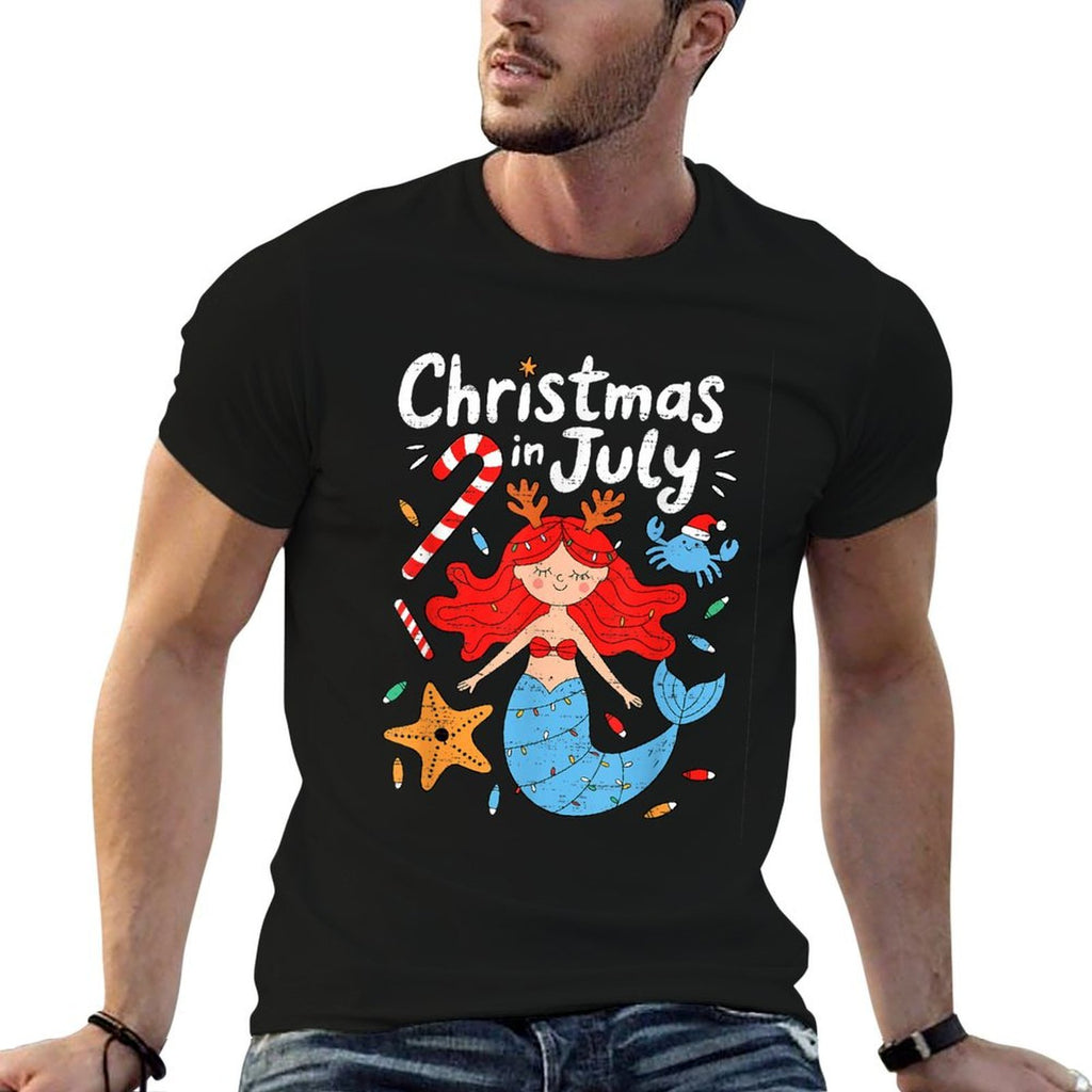 Mermaid Christmas In July Funny Summer Xmas Girlsns Kids  Odor-resistant T-Shirt