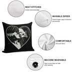 Frankenstein And Bride Goth Emo Heart Soft Hidden Zipper Throw Pillow